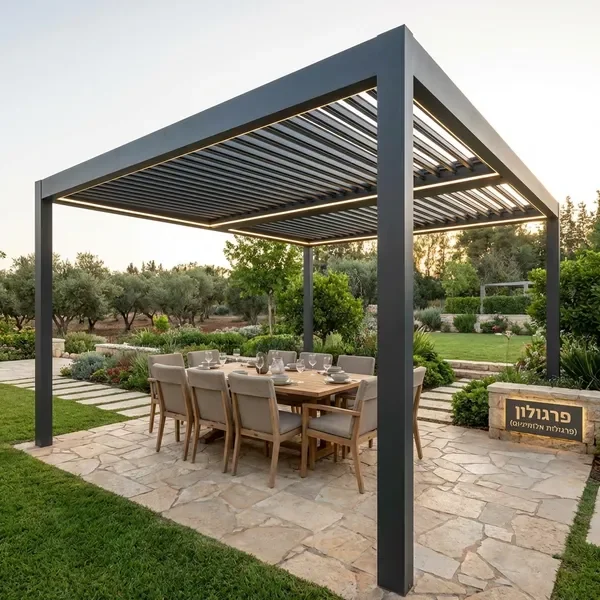 פרגולה עצמאית גדולה בגינה פרטית